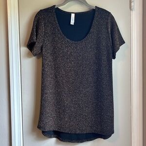 New LuLaRoe Black & Metallic Gold Formal Nylon Classic Top Sz XS